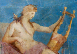Apolo com a sua lyra, fragmento de cerâmica, Roma, Museu do Monte Palatino