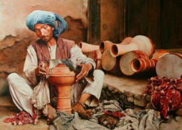 Zirbaghali, Danièle Aviron, O artesão dos zirbaghali, óleo sobre tela